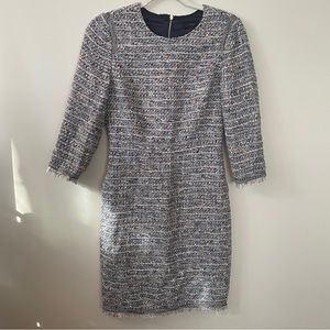 Light Blue Tweed 3/4 Sleeve Sheath Dress by J Crew Size 4